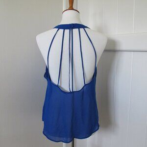 Naked Zebra | Royal Blue Strappy High Neck Collar Button Back